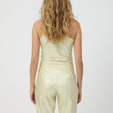Yellow Glitter One Shoulder Top