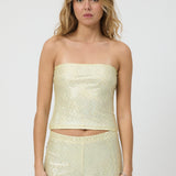 Yellow Glitter Tube Top