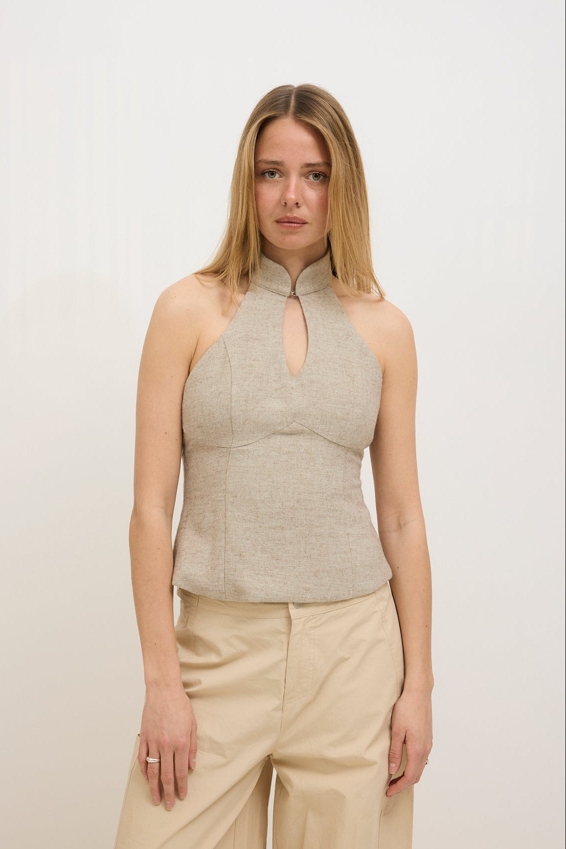 Faye wool-blend halter top