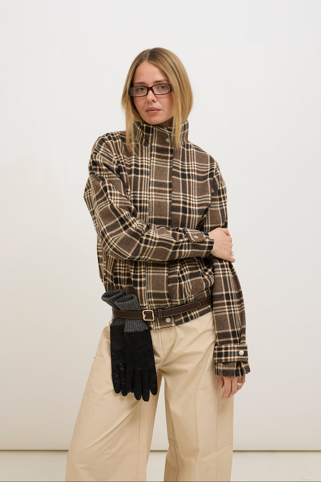 Pauline checkered bomber jacket