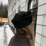 Black wool blend sailor hat