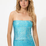 Blue Glitter Tube Top