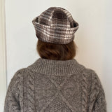 Brown checkered sailor hat
