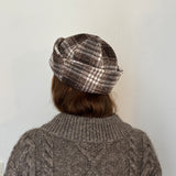 Brown checkered sailor hat