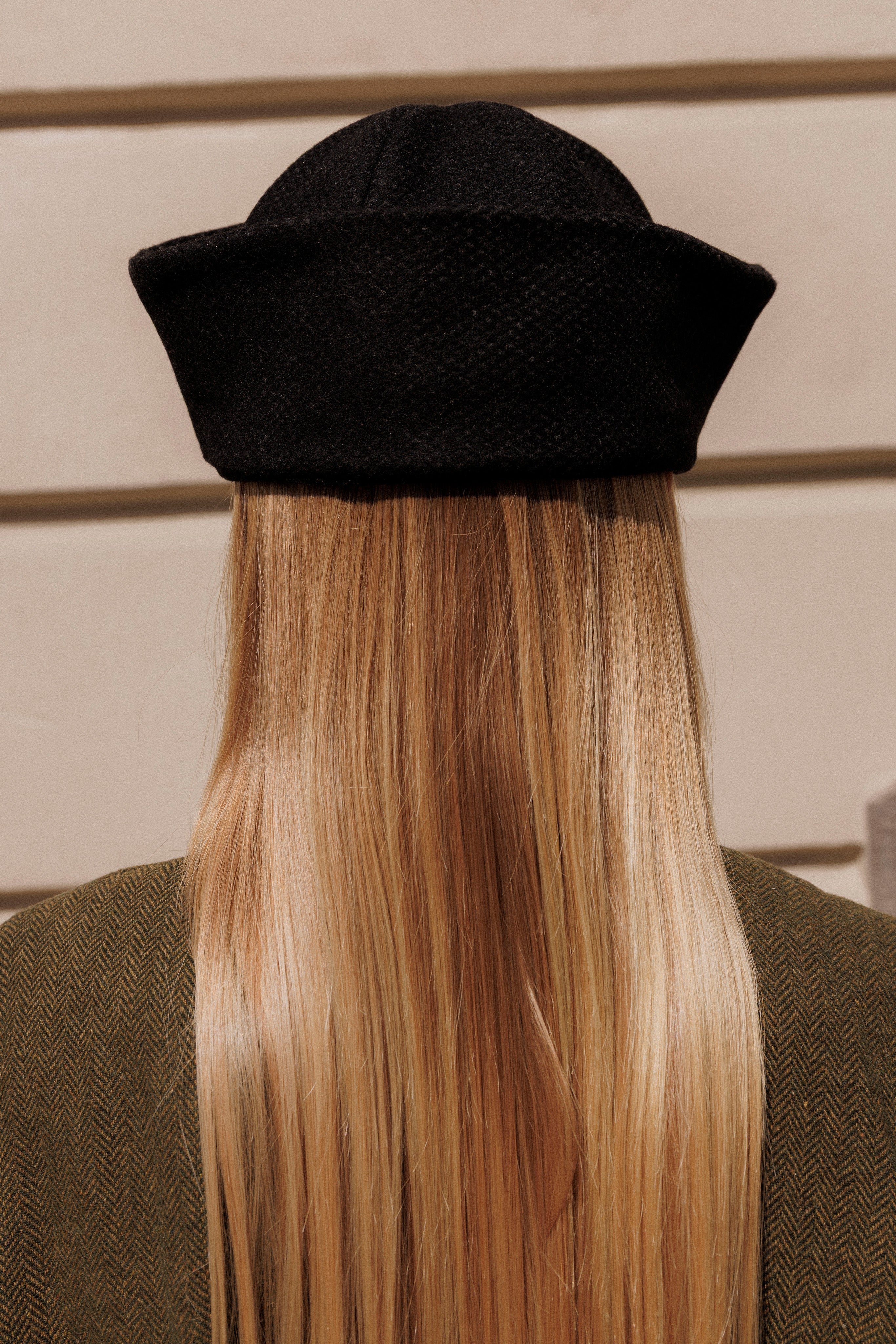 Black wool blend sailor hat
