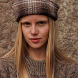 Brown checkered sailor hat