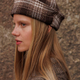 Brown checkered sailor hat