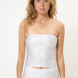 White Glitter Tube Top