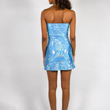 Blue Glitter Tube Top Dress