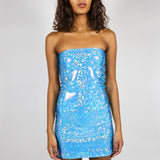 Blue Glitter Tube Top Dress