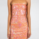 Orange Glitter Tube Top Dress
