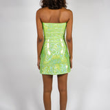 Green Glitter Tube Top Dress