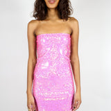 Pink Glitter Tube Top Dress