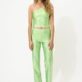 Green Glitter One Shoulder Top