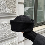 Black wool blend sailor hat