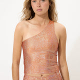 Orange Glitter One Shoulder Top
