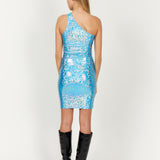 Blue Glitter One Shoulder Dress